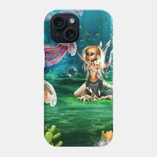 Cute playing mermaid with a wonderful jellyfish Phone Case