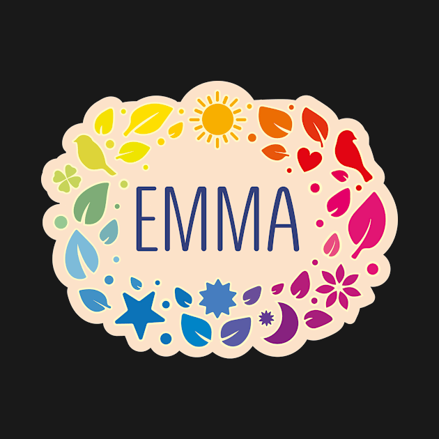 Emma name with colorful leaves by WildMeART