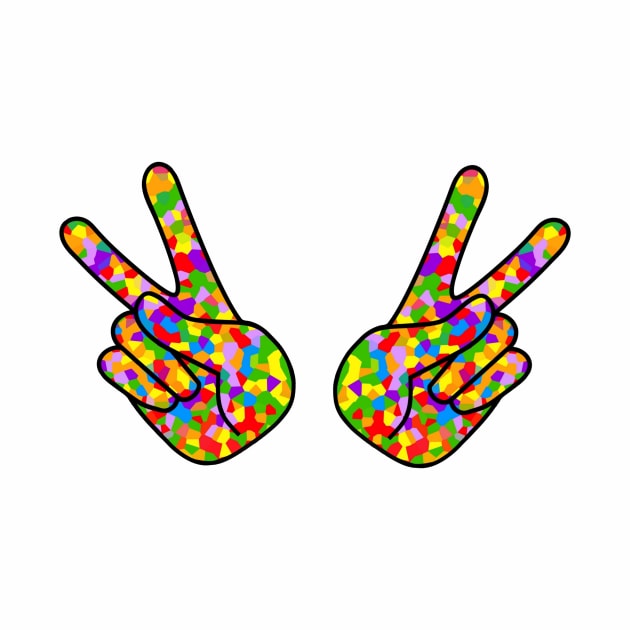 PEACE Sign Hand Retro Rainbow by SartorisArt1