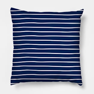 Navy & White Handdrawn Stripes Pillow