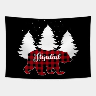 Stepdad Bear Buffalo Red Plaid Matching Family Christmas Tapestry