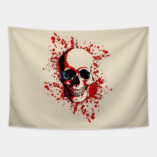 Skull with red blood stains, skull art, skull design Tapestry