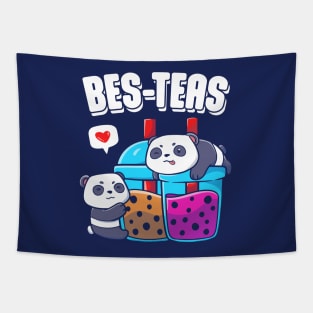 Bes-Teas Cute Kawaii Bubble Tea Panda Besties Tapestry