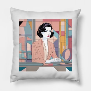 Harmonious Hues Art Deco Patrick Nagel 80s Pillow