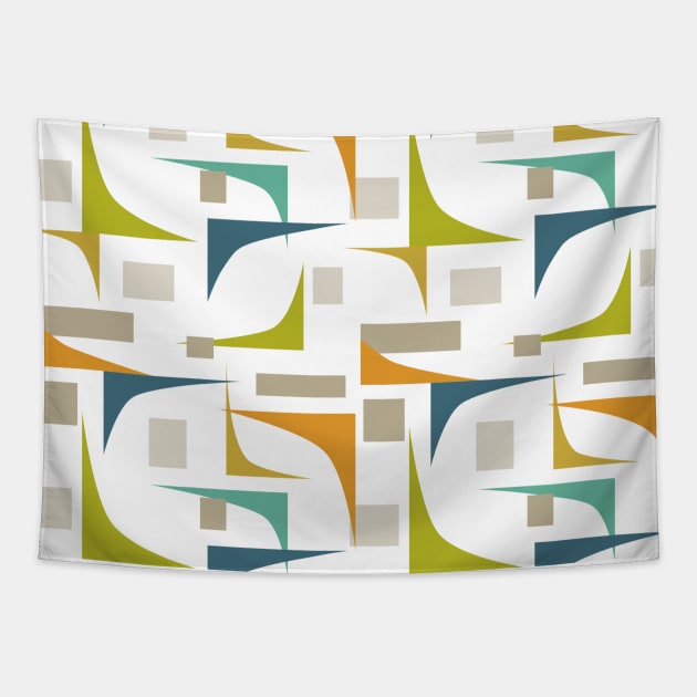 Colorful Geometric Corners Mid Century Pattern Tapestry by OrchardBerry