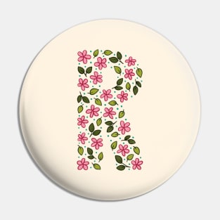 Floral Monogram Letter R Pin