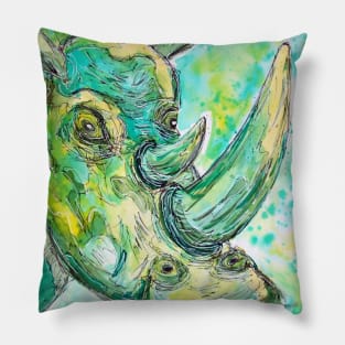 Strange Green Rhinoceros Pillow