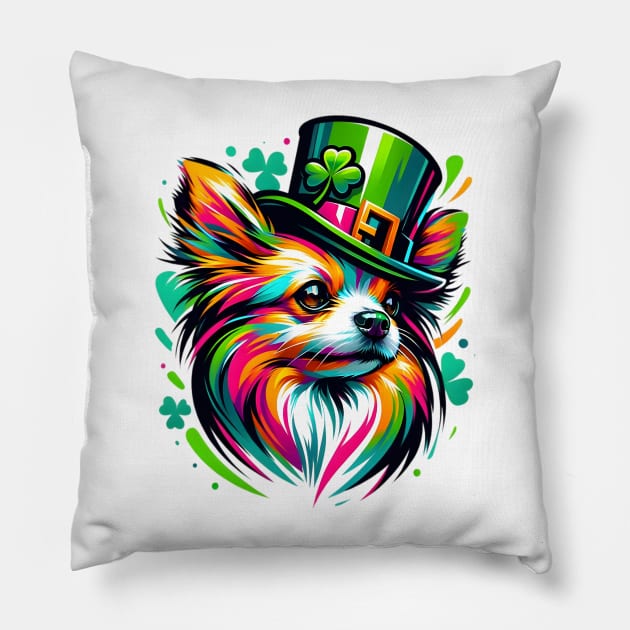 Russian Toy Dog's Vibrant Saint Patrick's Day Fun Pillow by ArtRUs