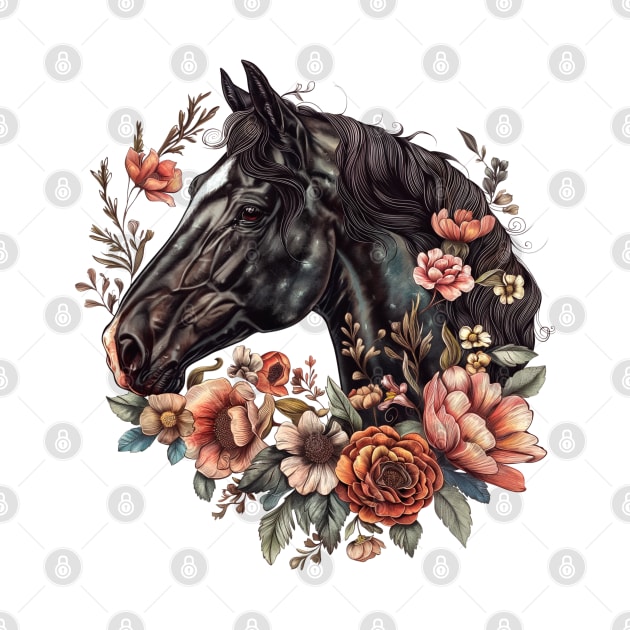 Horse with Flowers Design by Mary_Momerwids