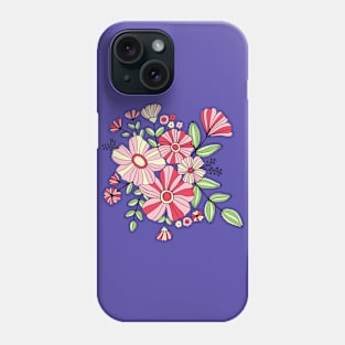 Vintage boho floral dream in blue and pink Phone Case