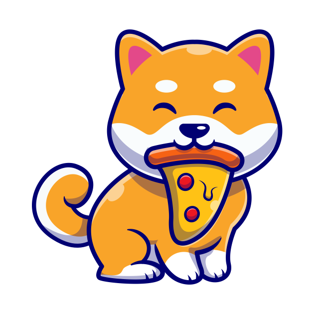 Cute Shiba Inu Dog Eating Pizza Cartoon - Cute Shiba Inu Dog Eating ...
