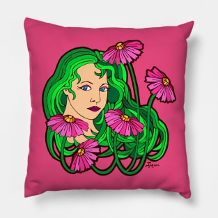 Pink Floral Garden Girl Pillow