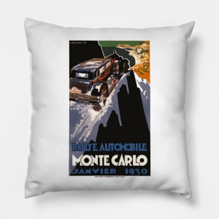 Monte Carlo Automotive Rallye, January 1930 Art Deco Poster Design Pillow