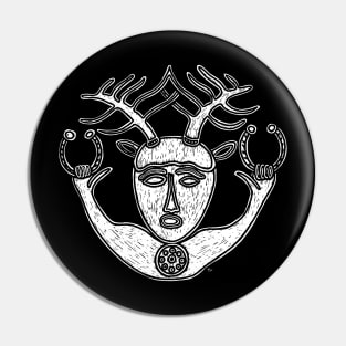 Celtic God Cernunnos Holding Two Torcs Pin