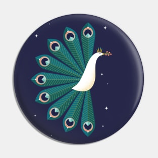 Ornamental Peacock on Blue Pin