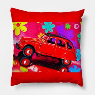 Red 2CV surrealism Pillow