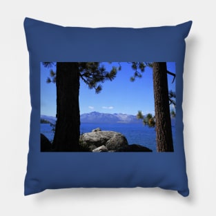 Lake Tahoe California with trees and blue water Pillow