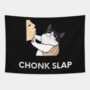 Black and White Cat, Chonk Slap Funny Design Tapestry