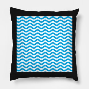 Light Blue Wavy Lines Repeat Pattern Pillow