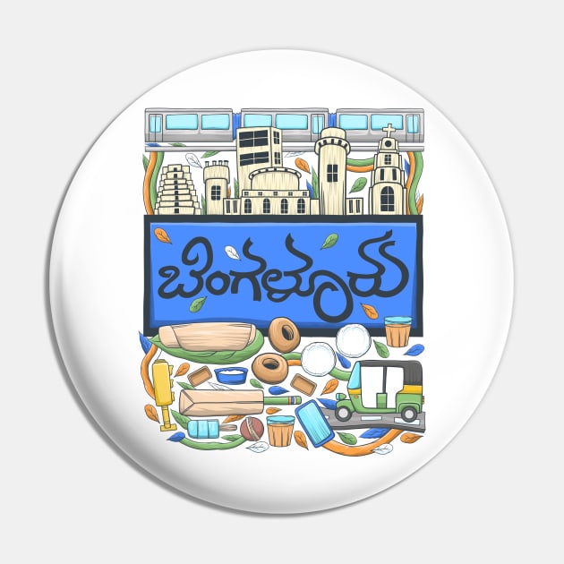 Bangalore City Kannada Color Doodle Pin by NomadicQuest