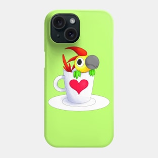 Parrot in a mug Phone Case