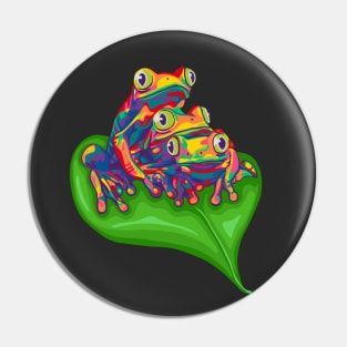 Three Rainbow Tree Frogs Pin