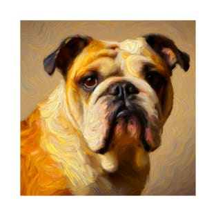 Majestic Chonky Beast Bulldog in Neutral Van Gogh Style T-Shirt