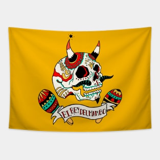 El Rey del Mambo mexican skull  calavera mexicana Tapestry