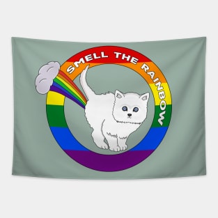 Smell The Rainbow - Funny Cat Rainbow Tapestry