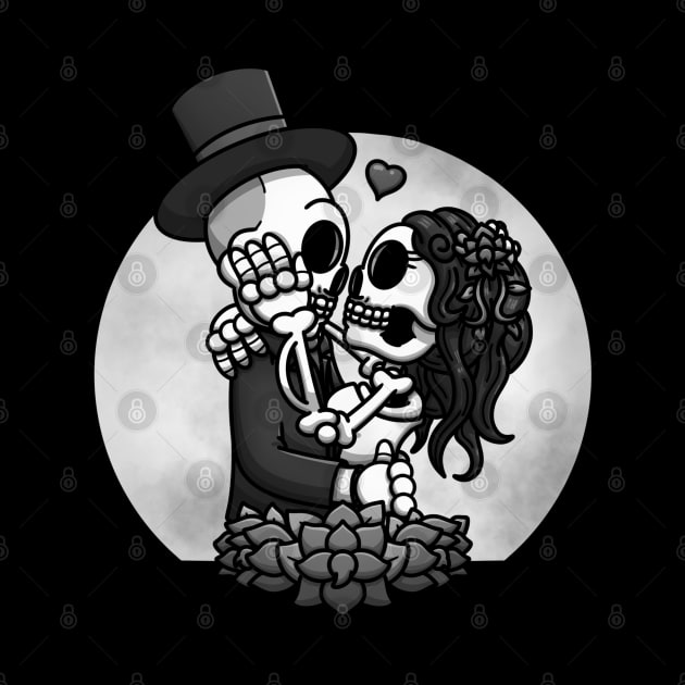 Skeletons Getting Married Black And White Edition by TheMaskedTooner