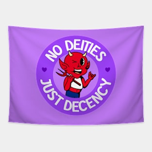 No Deities Just Decency - Cute Queer Atheist Devil Tapestry