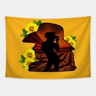 Sunflower Cowgirl Tapestry