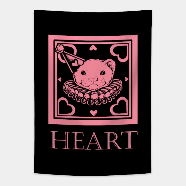 Love Ferret In Pink - Heart Quote - Borderless Version Tapestry by Nat Ewert Art