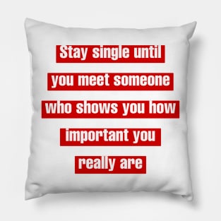 Stay single until you meet someone who shows you how important you really are. Pillow