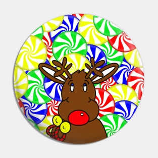 CHRISTMAS Candy Red Nose Reindeer Xmas Pin