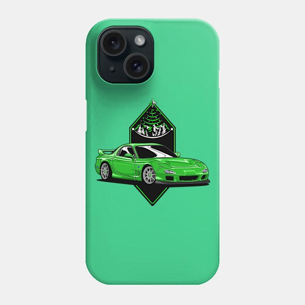 Green RX7 - Legend JDM car Phone Case by Car_Designer