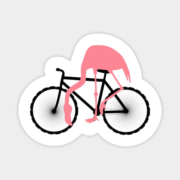 Funny Pink Flamingo Riding Bicycle Magnet by TammyWinandArt