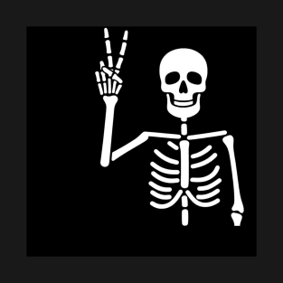 Skeleton Making Peace Sign | Unique Image for Printed Products T-Shirt