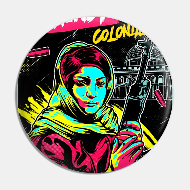 Leila Khaled Against Colonialism Pin by ThreeSixtySkatepunk