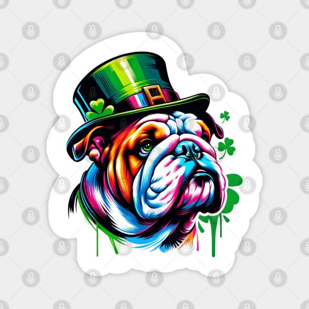 English Bulldog Celebrating Saint Patrick's Day Magnet by ArtRUs