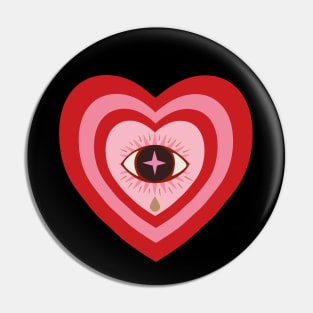 Heart Aesthetic - retro concentric hearts with crying eye Pin