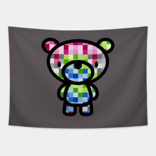 Rainbow Pixel Checkers Bear Tapestry