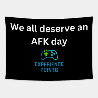 AFK Day white text w/ Experience Points logo Tapestry