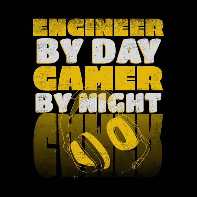 Gaming Quote Engineer by day Gamer by Night in Yellow by rizwanahmedr