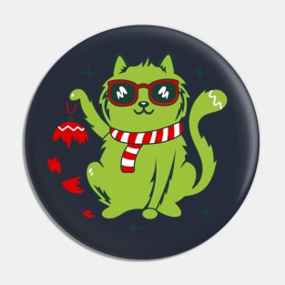 Cat and broken Christmas toy Pin