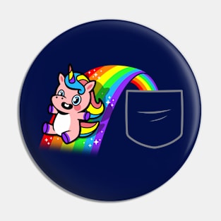 Kawaii Cute Unicorn Cartoon Sliding On Rainbow Pocket Design Pin