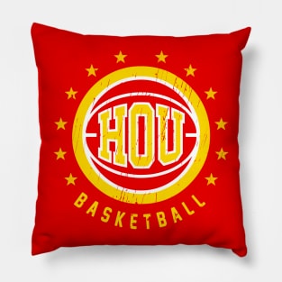 HOU Basketball Vintage Distressed Pillow