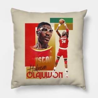 Retro Hakeem Olajuwon Basketball Card Pillow