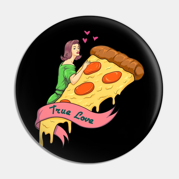 True Love Pizza Slice Retro Romance Novel Funny Design Pin by Vaporwave