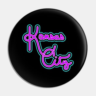 Vintage Kansas City Teal And Purple Hand Drawn Script For KCMO Locals Pin